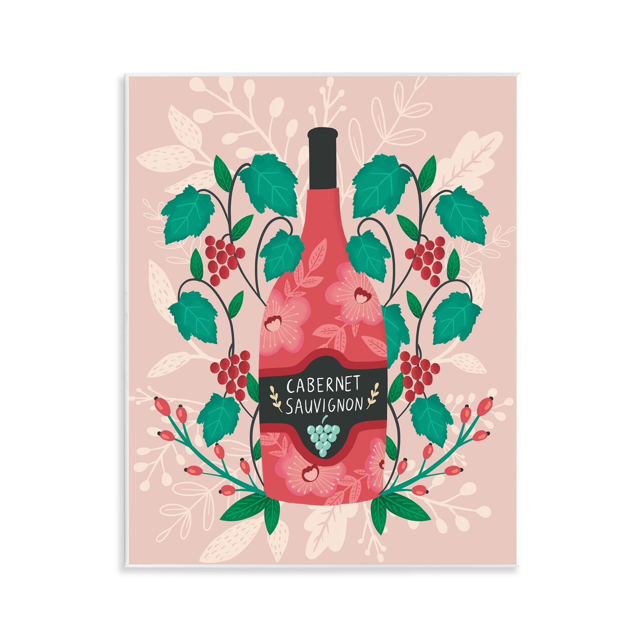 Stupell Industries Classic Floral Wine Bottle Wall Plaque Art Design by Louise Allen Designs